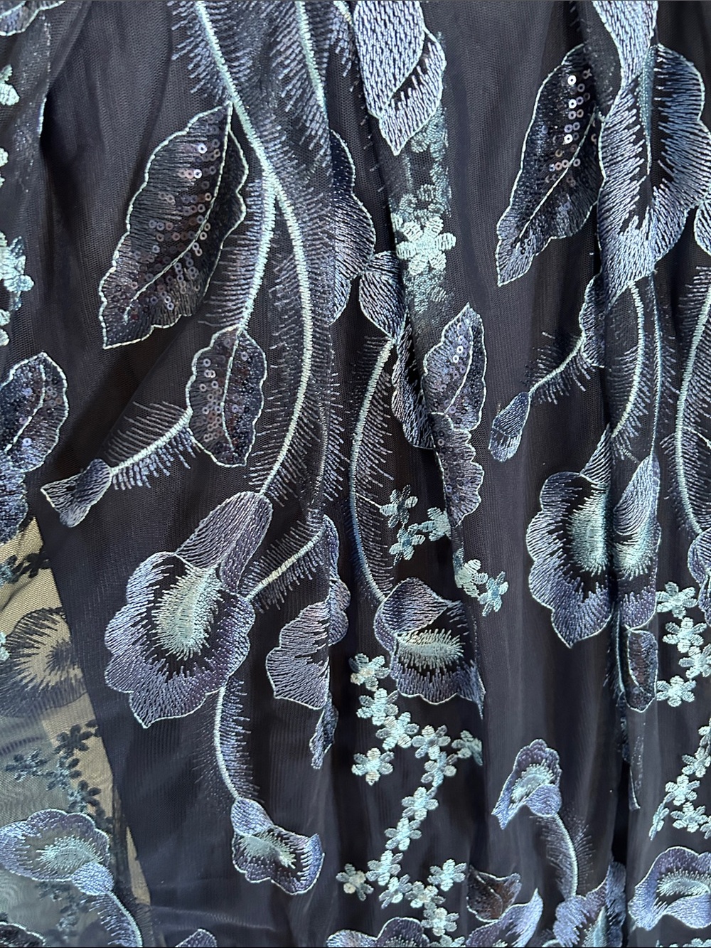 R&M Richards Navy Blue Floral Embroidered Special Occasion Maxi Dress 14W - Picture 6 of 11
